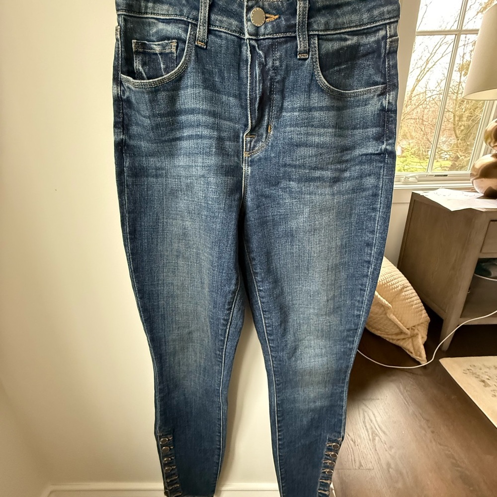 L'AGENCE Blue Skinny Jeans with Faded Wash